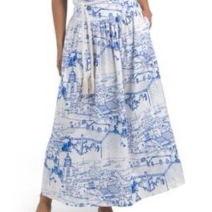 Calypso St. Barth Blue and White Maxi Skirt
